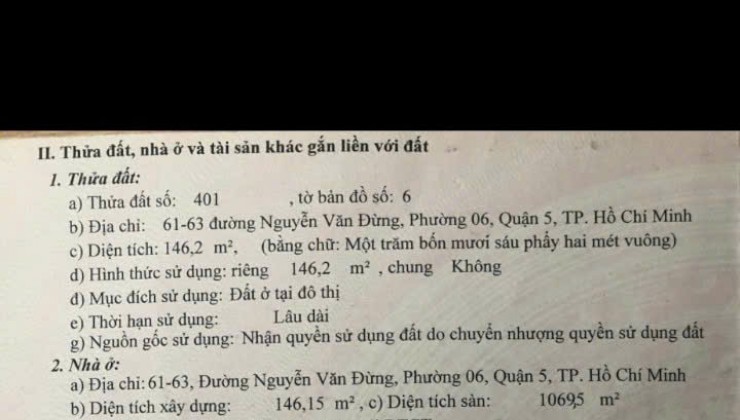 Chính chủ bán tòa nhà 8 tầng mặt tiền Quận 5